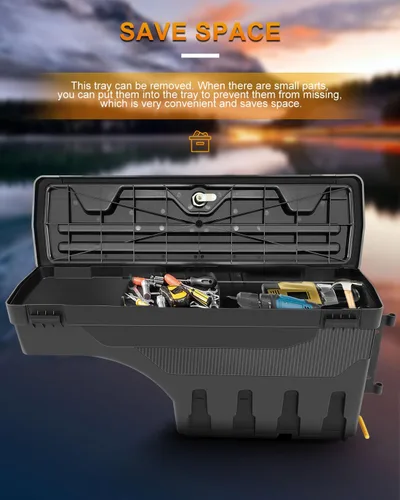 Vista 4 de ROADFAR Caja de almacenamiento de caja de almacenamiento de caja de camión del lado derecho del pasajero para Ford para F-150 1997-2014 Tapa