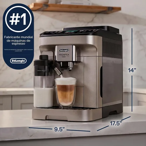 Vista 2 de De'Longhi Magnifica Duo - Máquina de café espresso totalmente automática #1 Worldwide Espresso Machine Maker, 20 One-Touch Recipes, Hot & Cold
