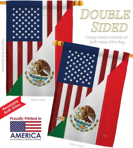 Vista 3 de Juego de banderas de la amistad de Estados Unidos y México, juego de banderas regionales de Estados Unidos, alianza mundial, país, área particular