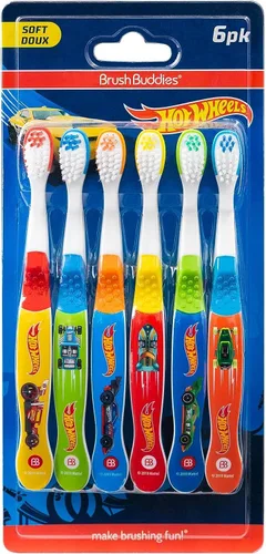 Vista 2 de Brush Buddies Hot Wheels - Cepillo de dientes para niños, paquete de cepillos de dientes, cerdas suaves para niños, niños de 2 a 4 años, paquete