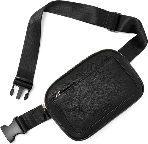 Vista 12 de CLUCI Riñonera para Mujer, Mini Bolsa Cruzada de Cintura Everywhere con Correa Ajustable, Riñonera de Cuero Vegano para Mujer A-0 Negro y Marrón
