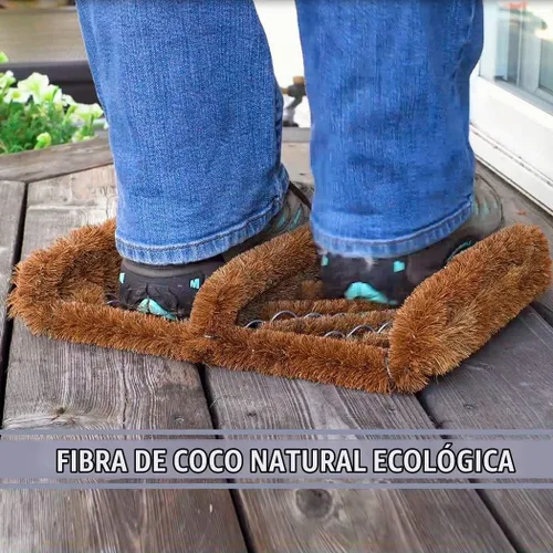 Vista 4 de NINAMAR - Alfombrilla para puerta con raspador de botas de coco natural - 13 x 12 pulgadas 1 unidad.
