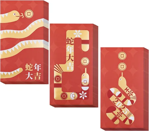 Vista 8 de Sobres rojos de año nuevo chino, 36 paquetes rojos de Año Nuevo Lunar 2026, Hong Bao con diseño de lámina dorada, sobres de dinero de regalo, año