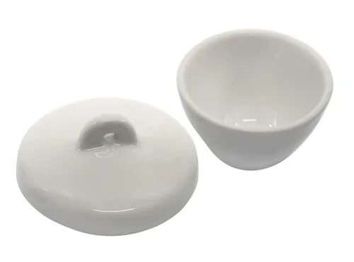Vista 2 de Eisco Labs - Crisol de porcelana con tapa, forma corta, capacidad de 0.3 fl oz, paquete de 15