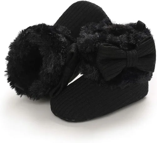 Vista 5 de E-FAK Botas para bebé niño y niña, zapatos para recién nacidos, con lazo para nieve, antideslizantes, suela suave, cálidos, para niños pequeños