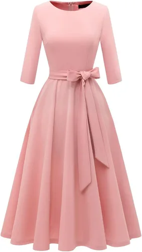 Vista 29 de DRESSTELLS Vestidos de cóctel para mujer, vestido vintage de boda para Negro
