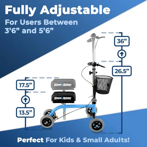 Vista 4 de KneeRover Rodillera infantil para adultos pequeños para cirugía de pies, pie roto, lesiones de tobillo, patinete pediátrico ligero para tobillo roto