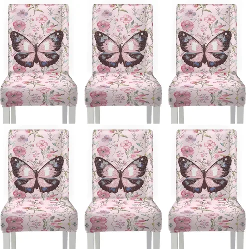 Vista 48 de Rnyleeg Juego de 1 funda para sillas de comedor con diseño de mariposa y rosa azul, elegante, suave, lavable, para cocina, hotel, ceremonia