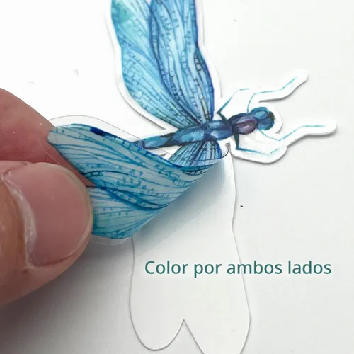 Vista 6 de Colorida libélula anticolisión de pájaro pegado para ventana, 20 piezas
