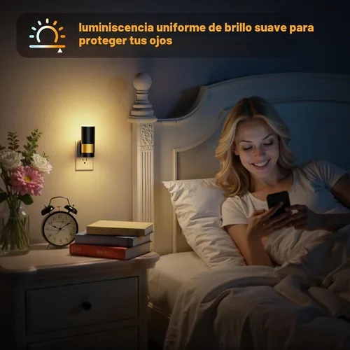 Vista 7 de JandCase - Luz nocturna enchufable, luz nocturna giratoria con 3 colores, regulable