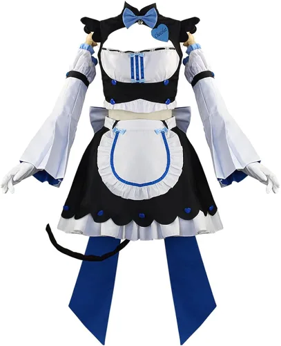 Vista 6 de Hieeimu NekoparA - Uniforme de sirvienta para cosplay, disfraz de vainilla de Chocola para fiesta de Halloween