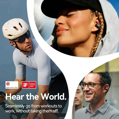 Vista 4 de Linklike Los auriculares abiertos con clip de oreja más cómodos [patentados cero presión y alta fidelidad superior] LDAC de alta resolución, batería