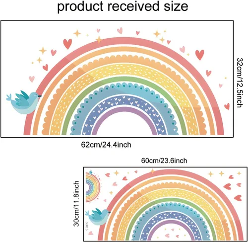 Vista 3 de Calcomanías de pared para jugar con arco iris, divertidas y alegres y vibrantes decoraciones de habitación feliz, calcomanía de pared educativa