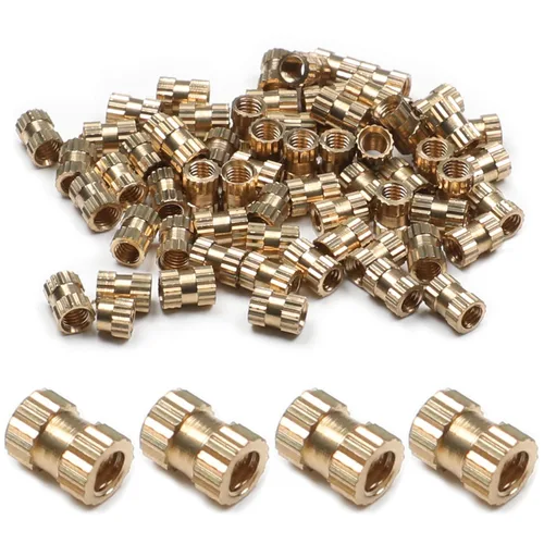 Vista 45 de Tuercas moleteadas de rosca hembra M2x3mm OD Tuercas de inserción roscadas de latón Tuercas de incrustación hidráulicas soldadas juntas Kit surtido