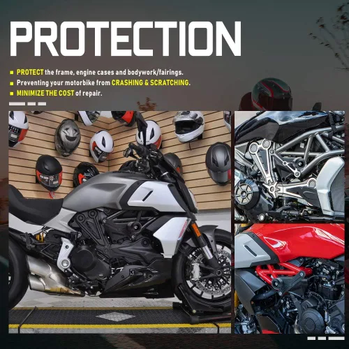 Vista 2 de Protector de motor deslizante de marco de acero inoxidable para motocicleta, almohadilla antichoque, carenado, kit de protector lateral para Du.cati