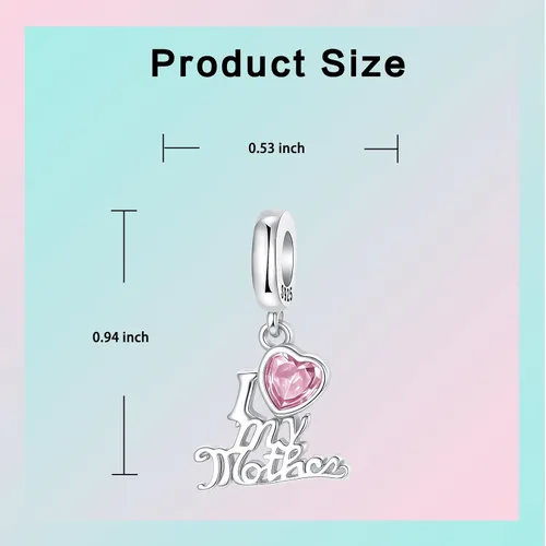 Vista 183 de LUXILLA Abalorio de plata de ley 925 para madre, hija, abuela, para familia, amor, madre, hija, abuela, para pulseras, collares, dijes, abalorios