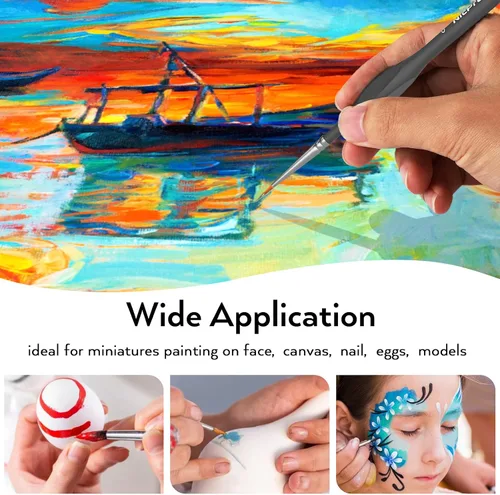 Vista 6 de Nicpro Juego de 15 pinturas en miniatura, pinceles de pintura de detalles finos para modelos, aceite acrílico de acuarela, cerámica, zapatos