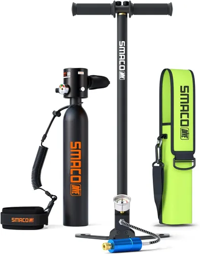 Vista 15 de SMACO Botella de buceo Mini Tanque 0.5L Buceo Botella Soporta 6-10 Minutos Buceo para Buceo o como Botella de Aire de Repuesto