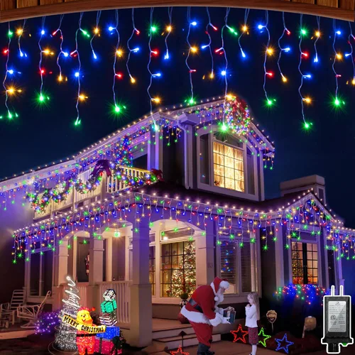 Vista 19 de 612 luces LED de Navidad de 60 pies con 136 caídas, 12 modos de iluminación, decoración navideña multicolor, luces centelleantes regulables 2-Varios