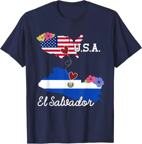 Vista 19 de Camiseta con la bandera salvadoreña de El Salvador de Estados Unidos para mujeres y hombres