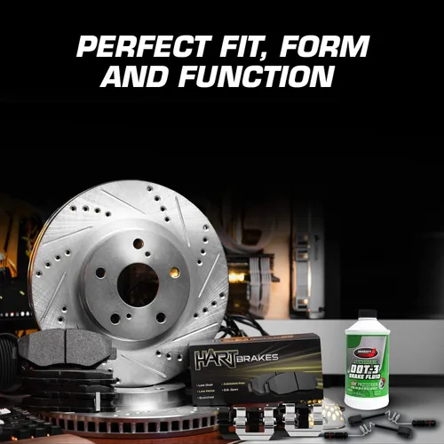 Vista 6 de Hart Brakes Kit de frenos delanteros y rotores Pastillas de freno delantero Rotores y pastillas de freno Pastillas y rotores semimetálicos