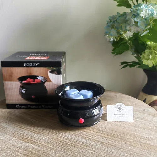 Vista 5 de Hosley - Calentador eléctrico de cerámica negra para cera de fragancia, líquido de potpurrí. Ideal para spa y aromaterapia. Usa cubos de cera