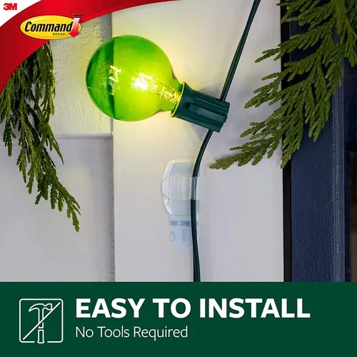 Vista 6 de 3M CLAW - Ganchos para cuadros de yeso con capacidad para 45 libras y clips de luz Command para exteriores, 20 clips, 24 tiras