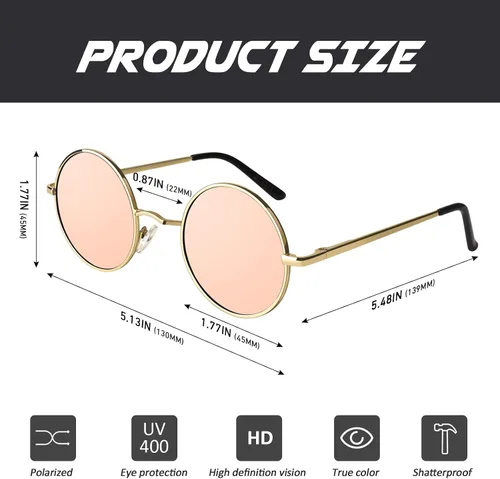 Vista 61 de CGID Gafas de sol unisex polarizadas redondas E01 Lennon