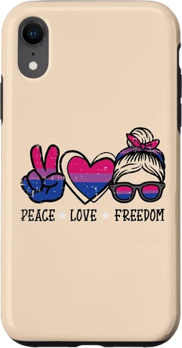 Vista 8 de Funda para iPhone 14 Pro Max Peace Love Freedom Bisexual Girl Bi Pride Flag LGBTQ