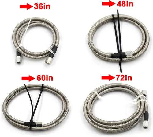 Vista 2 de Kit de línea de medidor de teflón con sensor de turbocompresor remoto 4AN (48 pulgadas) Línea trenzada de acero inoxidable, varios tamaños