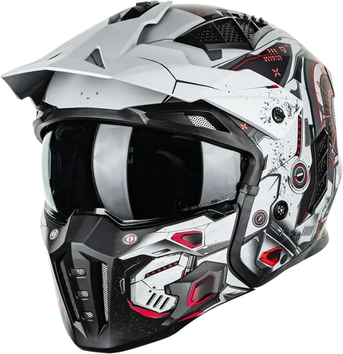 Vista 14 de ILM Medio casco de motocicleta de cara abierta 3/4 para hombres y mujeres, casco retro vintage con visera para ciclomotor, ATV, crucero, scooter