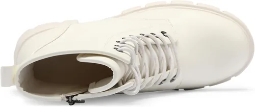 Vista 3 de GENSHUO Botas de combate para mujer - Botines de tacón bajo con cordones y cremallera