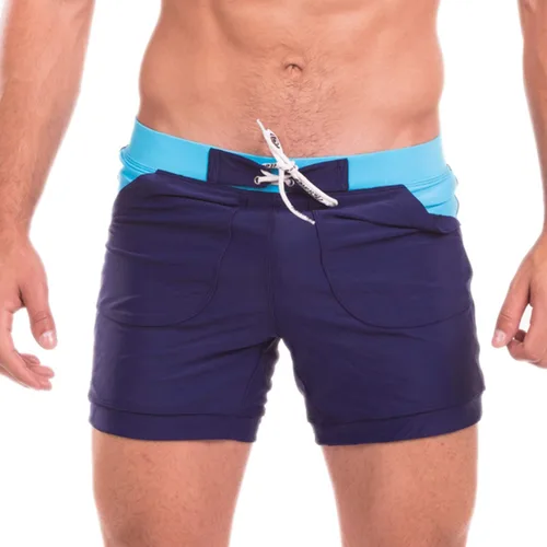 Vista 14 de Taddlee Traje de baño para hombre, trajes de baño sólidos básicos largos boxeadores Azul
