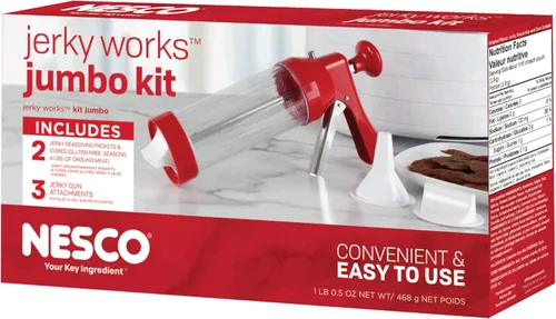 Vista 5 de NESCO FD-75A Snackmaster Pro - Deshidratador de alimentos, para aperitivos, frutas, carne seca de res, gris y kit de carne seca Jumbo Works, 1, rojo
