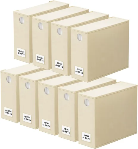Vista 12 de SpaceAid Paquete de 6 Organizadores y Almacenamiento de Sábanas de Cama, Organizador de Sábanas Plegable con Ventana para Armario de Ropa Blanca