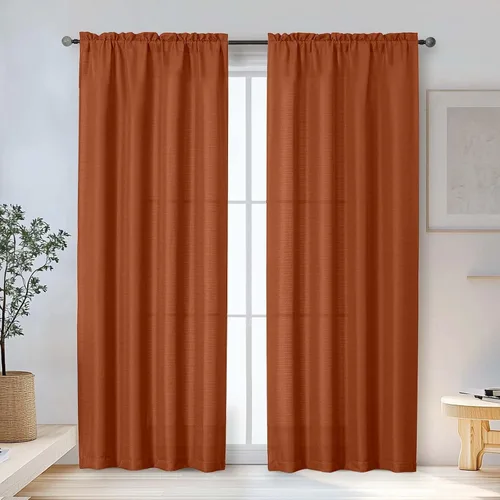 Vista 52 de OWENIE Bob Juego de 2 Paneles de Cortinas Negras de Cocina para Ventanas de 36 Pulgadas de Largo, Cortinas Cortas de Café con Textura de Lino