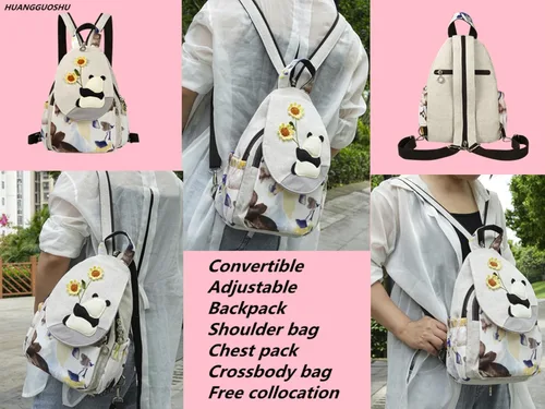 Vista 66 de HUANGGUOSHU Mochila de algodón tejida de algodón bohemio con bordado de lona estilo bohemio con múltiples bolsillos retro linda mochila cartera
