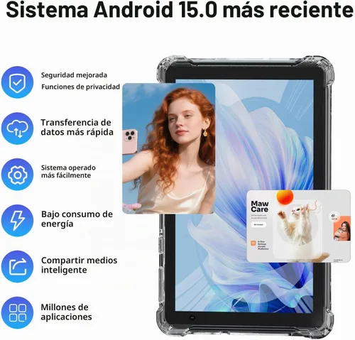 Vista 3 de PEICHENG Tableta con Estuche Protector, 7" IPS 1024 * 600 Android 15.0 Tab PC RAM 8GB (3+5 Expand) + ROM 32GB Bluetooth 5.0 WiFi 6 2.4G+5G 2MP+5MP