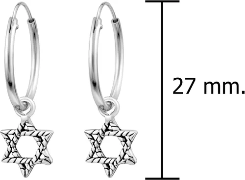 Vista 4 de AeraVida Aretes de aro simbólicos de plata de ley 925 con estrella judía de David Aretes de plata de ley con estrella de David para mujer Mini