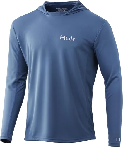 Vista 6 de HUK - Sudadera con capucha Icon X para hombre Camisa de pesca con protección solar UPF +50 Negro - Nuevo Logo