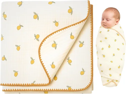 Vista 10 de Jack & Jill & Baby Manta de muselina de 4 capas, 100% algodón, suave, transpirable, envoltura de bebé de 43 x 43 pulgadas, ligera, multiuso, ideal