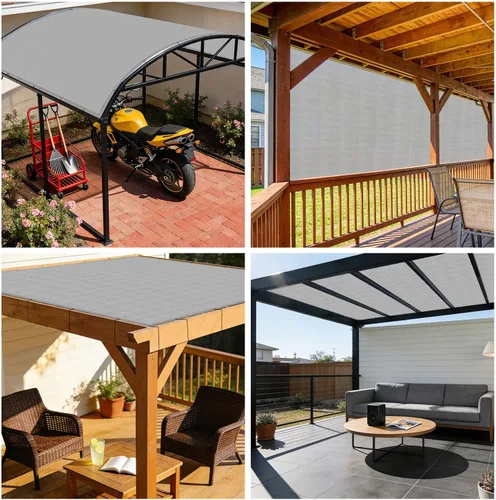 Vista 2 de E&K Sunrise - Toldo parasol de borde recto de 12 x 20 pies, con ojales de anillo en D, bloqueo UV, cubierta para pérgola con lazos de cremallera