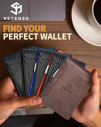 Vista 5 de VETENSO billetera para hombre, Negro carbón