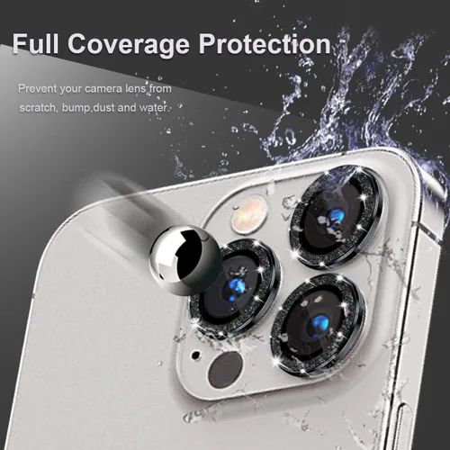 Vista 2 de [3+1] Compatible con iPhone 14 Pro y iPhone 14 Pro Max, protector de lente de cámara de vidrio templado 9H, anillo individual de metal, cobertura