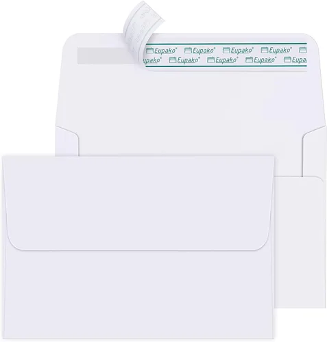 Vista 8 de Eupako Sobres de papel blanco A2, paquete de 250 sobres de invitación de 4.375 x 5.75 pulgadas, autosellados para RSVP, boda, notas