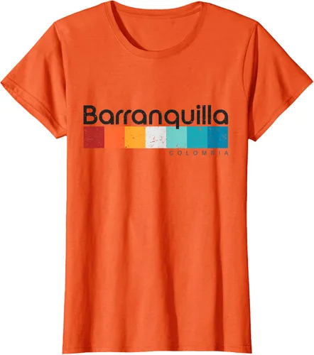 Vista 61 de Barranquilla Colombia - Camiseta de diseño vintage de estilo retro, Blanco, S