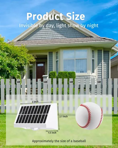 Vista 4 de Luces solares para valla al aire libre, impermeables, LED de alto brillo con lente spot, luces para cubierta, 7 modos blanco cálido y frío RGB