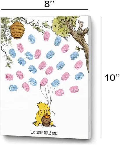 Vista 2 de Azbuk Árbol de Huellas Dactilares de Revelación de Género para Baby Shower, Juego de Revelación de Género de Baby Shower de Osito, Libro