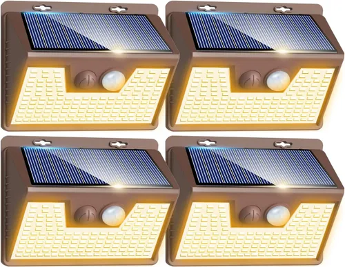 Vista 47 de Peasur Luces Solares para Exteriores con Sensor de Movimiento, 140 LED Luz Solar Alimentada por Energía Solar para Cerca Impermeable, 3 Modos