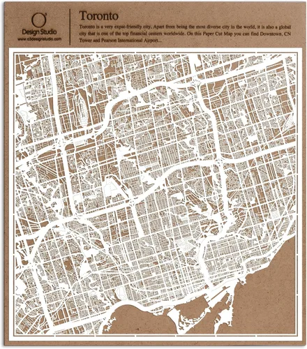 Vista 53 de O3 Design Studio Aberdeen - Mapa de papel cortado en papel blanco de 12 x 12 pulgadas
